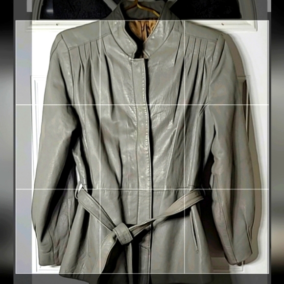 Vintage Grey Leather Belted Blazer Size Medium - Picture 6 of 6